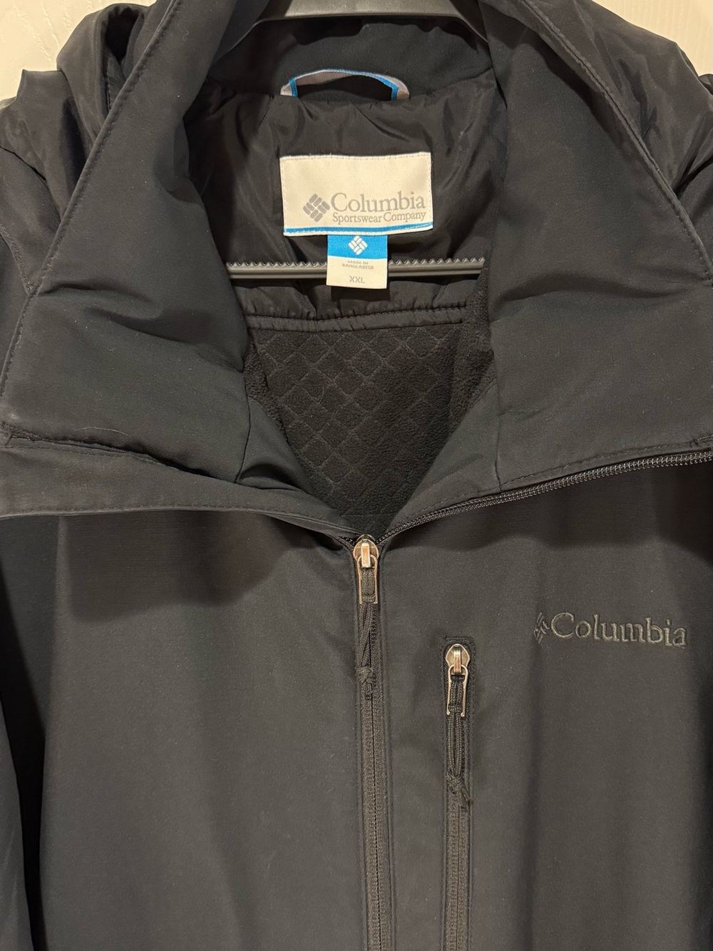 Columbia Men's Black Softshell Fleece Lined Hooded Performance Full Zip Jacket